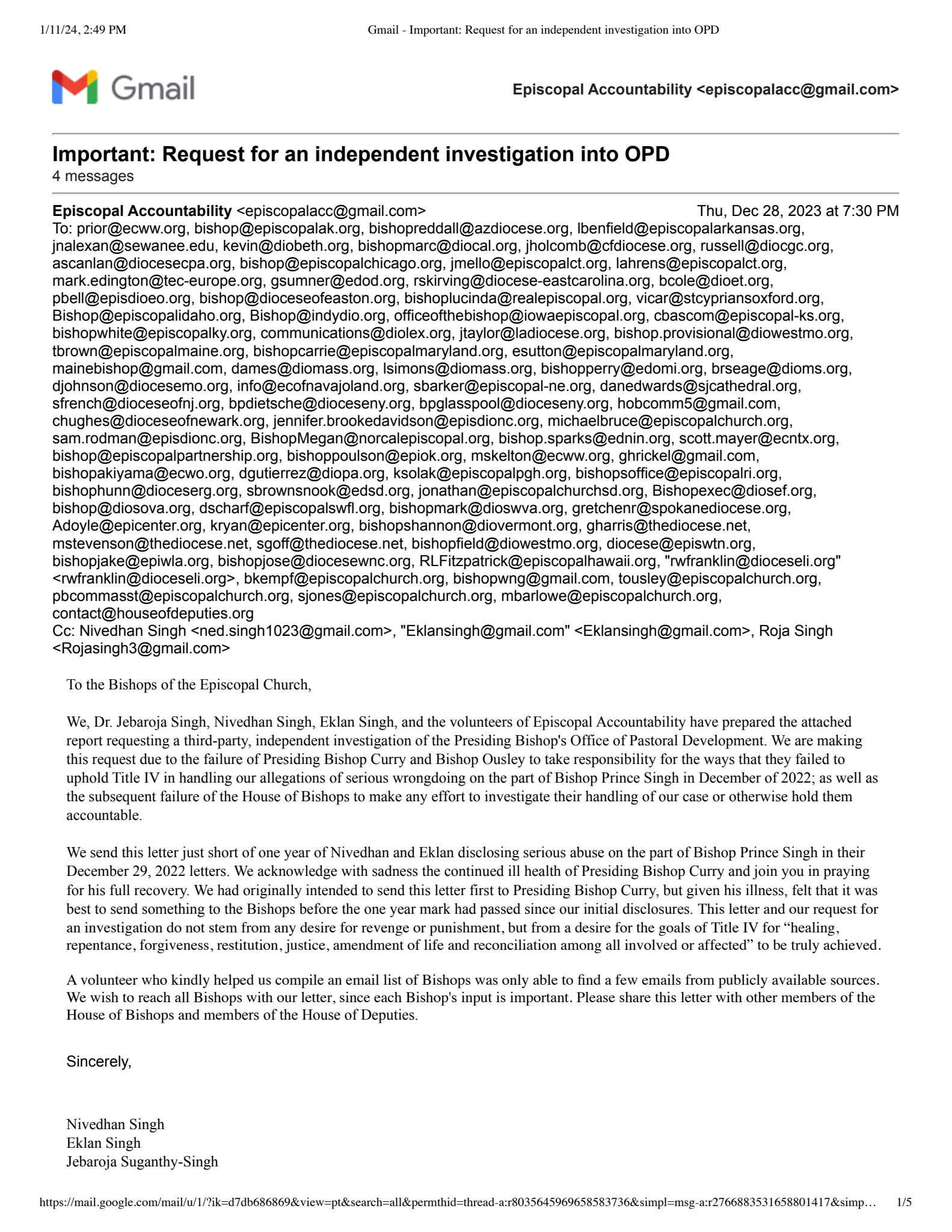 Investigation request email - Page 1