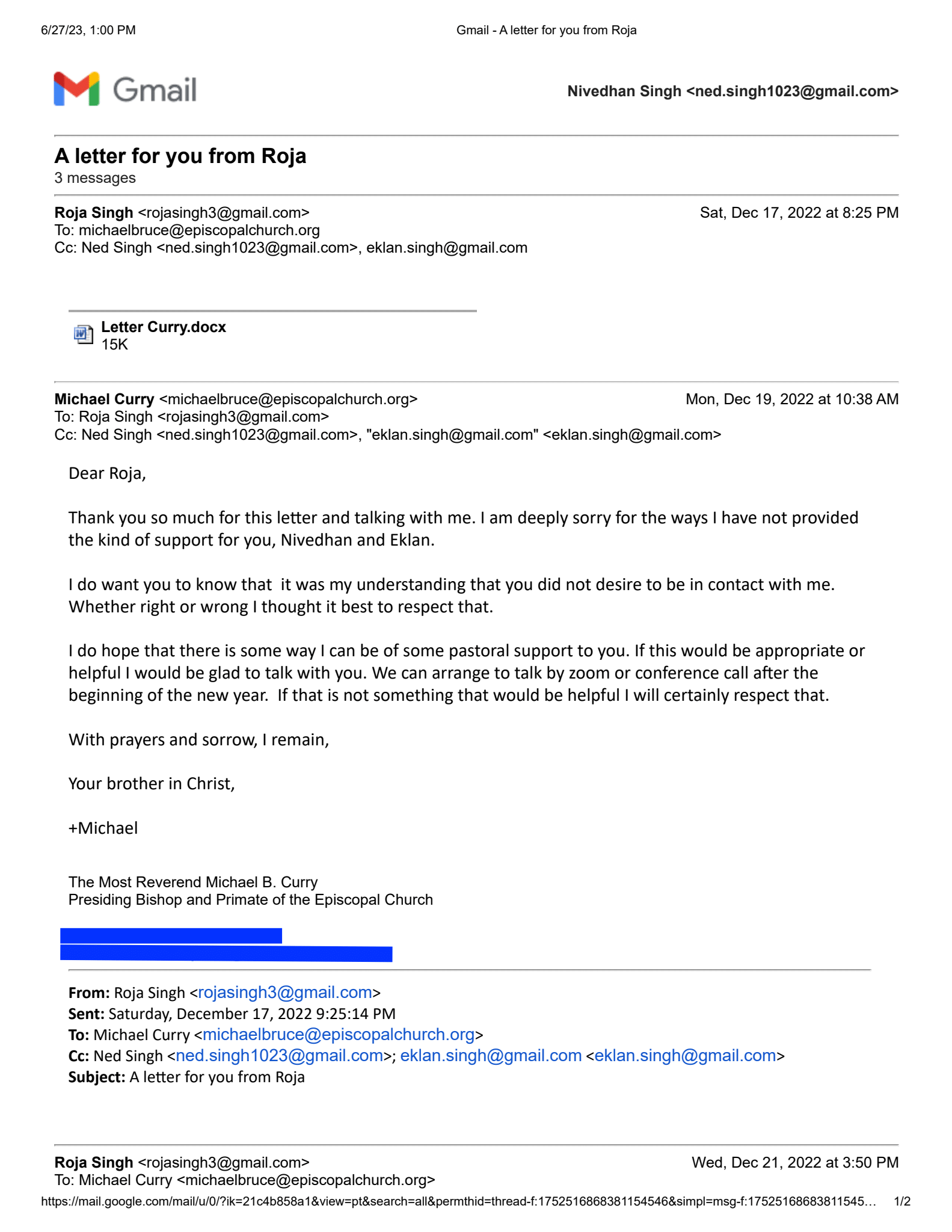 Email exchange - Page 1
