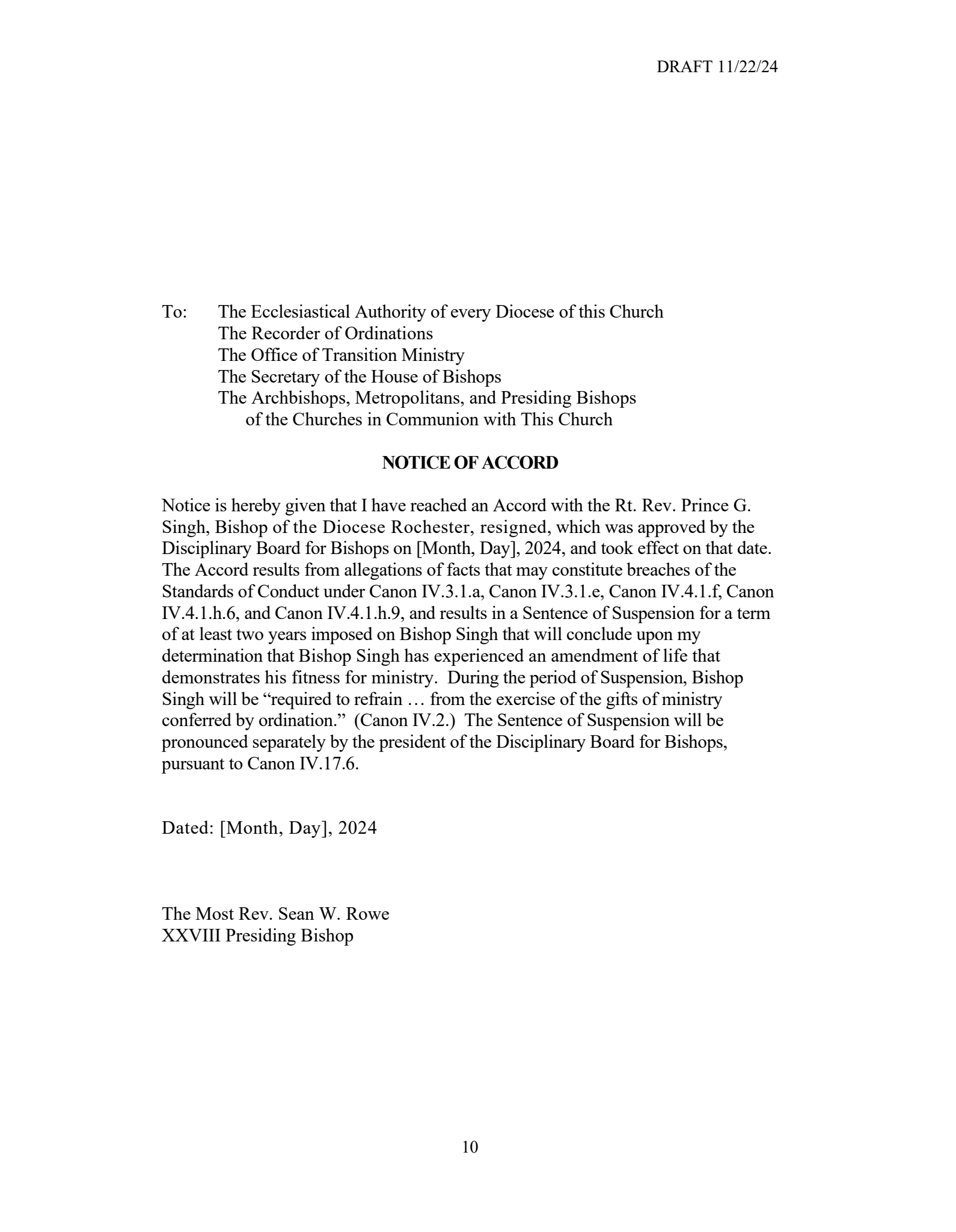 November 22, 2024 proposed Accord from Presiding Bishop Rowe - Page 10